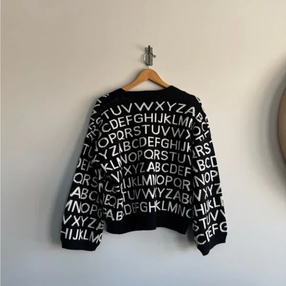 Fashion nova medium Trendy Black and White Lettered Cardigan - Picture 11 of 13